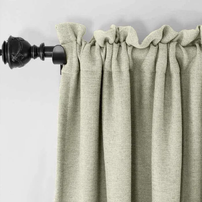CUSTOM Olive Grey Green Luxury Textured Faux Linen Curtain