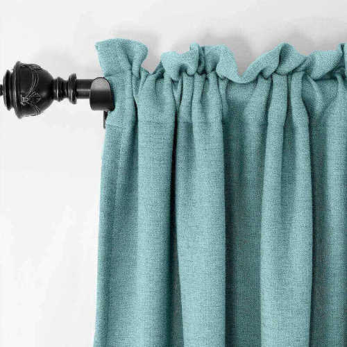 CUSTOM Olive Turquiose Luxury Textured Faux Linen Curtain