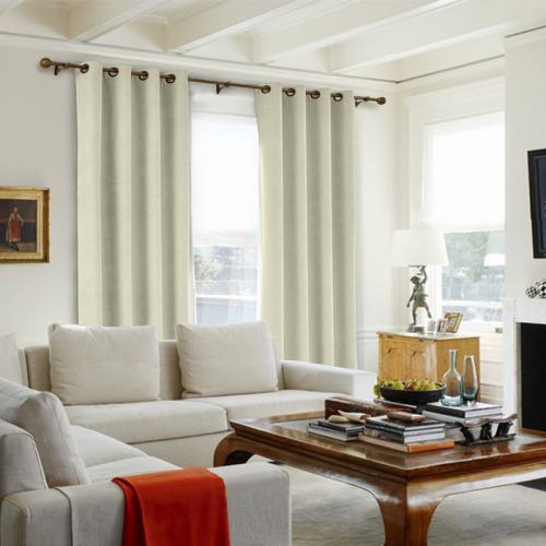 CUSTOM Kante Beige Polyester Cotton Drapery With Lining Curtains