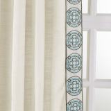 AMARA Polyester Linen Curtain Drapery With Decorative Trim Custom Sold Per Pair