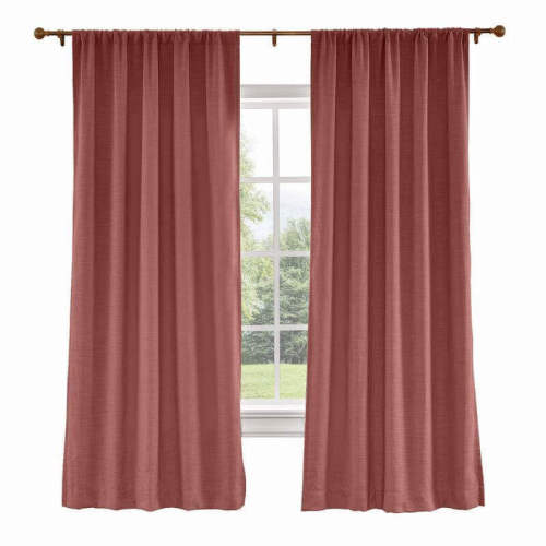 CUSTOM Liz Maroon Polyester Linen Curtain Drapery with Lined
