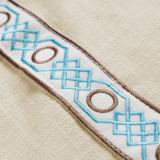 AMARA Polyester Linen Curtain Drapery With Decorative Trim Custom Sold Per Pair