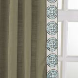AMARA Polyester Linen Curtain Drapery With Decorative Trim Custom Sold Per Pair