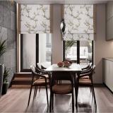 Print Cotton Linen Roman Shade In Brown