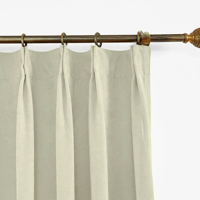 CUSTOM Kante Beige Polyester Cotton Drapery With Lining Curtains