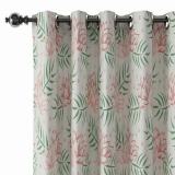 Nature Print Polyester Linen Curtain Drapery with Privacy Blackout Thermal Lining CHENEY