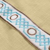 AMARA Polyester Linen Curtain Drapery With Decorative Trim Custom Sold Per Pair