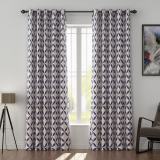 Abstract Print Polyester Linen Curtain Drapery with Privacy Blackout Thermal Lining BLANCHE