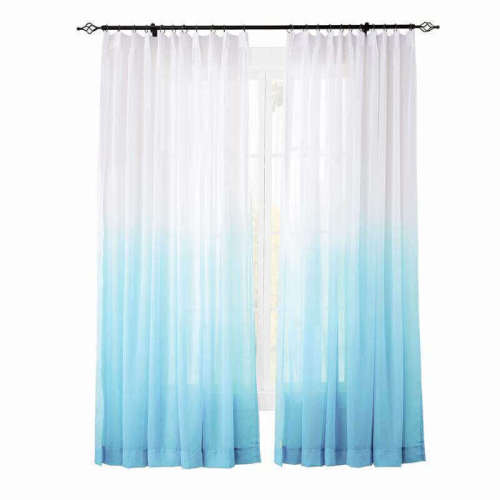 CUSTOM Hanna Sky Blue Gradient Ombre Sheer Curtain Tulle Gradual Drapery
