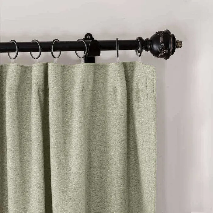 CUSTOM Olive Grey Green Luxury Textured Faux Linen Curtain
