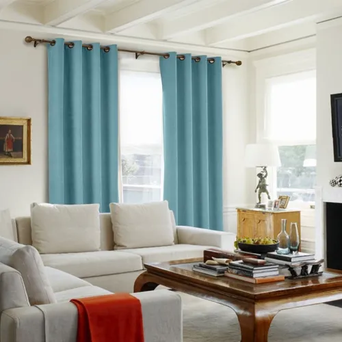 CUSTOM Kante Everglade Teal Polyester Cotton Drapery With Lining Curtains