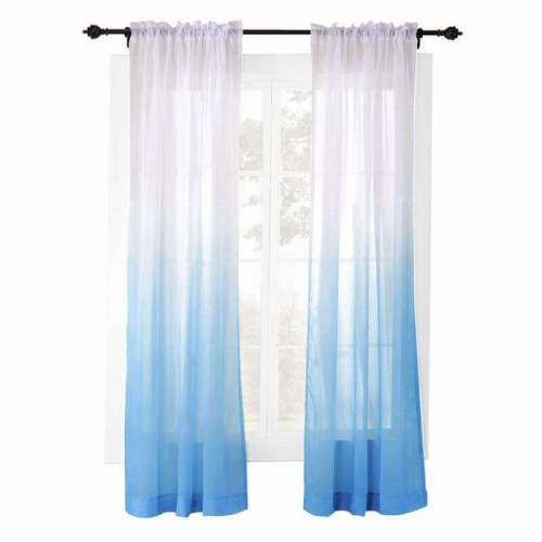 CUSTOM Hanna Blue Gradient Ombre Sheer Curtain Tulle Gradual Drapery