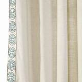 AMARA Polyester Linen Curtain Drapery With Decorative Trim Custom Sold Per Pair