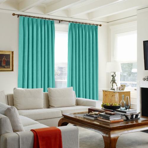 CUSTOM Kante Caribbean Green Polyester Cotton Drapery With Lining Curtains