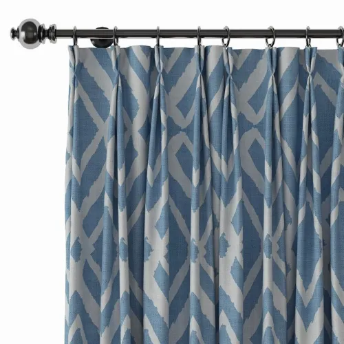 Geometric Print Polyester Linen Curtain Drapery with Privacy Blackout Thermal Lining CAMILLE