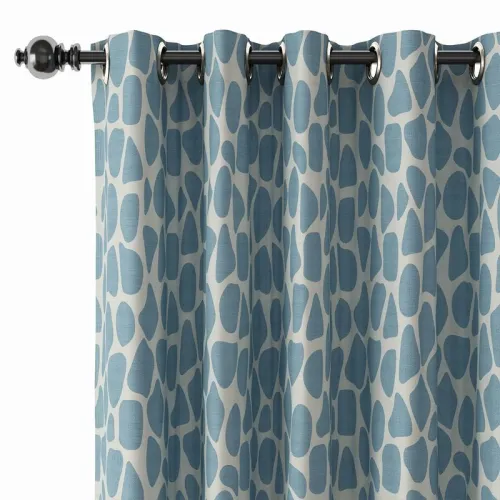 Abstract Print Polyester Linen Curtain Drapery with Privacy Blackout Thermal Lining CARL