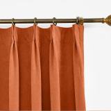 CUSTOM Kante Burnt Orange Polyester Cotton Drapery With Lining Curtains