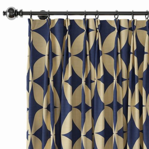 Geometric Print Polyester Linen Curtain Drapery with Privacy Blackout Thermal Lining BEATA