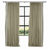 AMARA Polyester Linen Curtain Drapery With Decorative Trim Custom Sold Per Pair