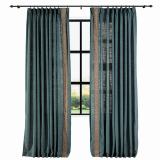 AMARA Polyester Linen Curtain Drapery With Decorative Trim Custom Sold Per Pair