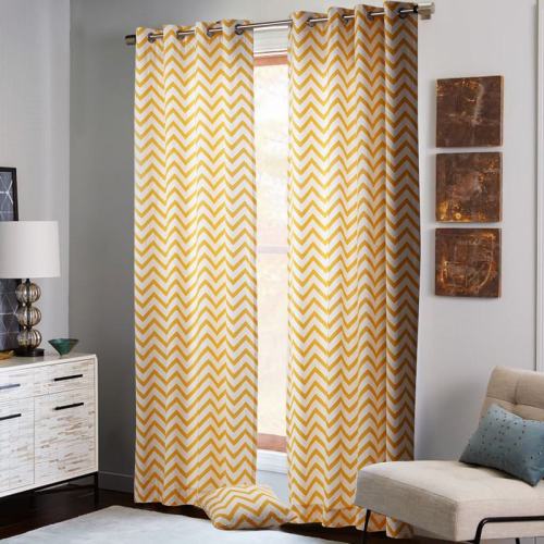 Chevron Insulated Back Cotton Grommet Panel Curtain Ivy