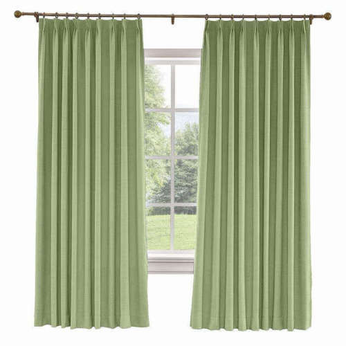 CUSTOM Liz Olive Polyester Linen Curtain Drapery with Lined