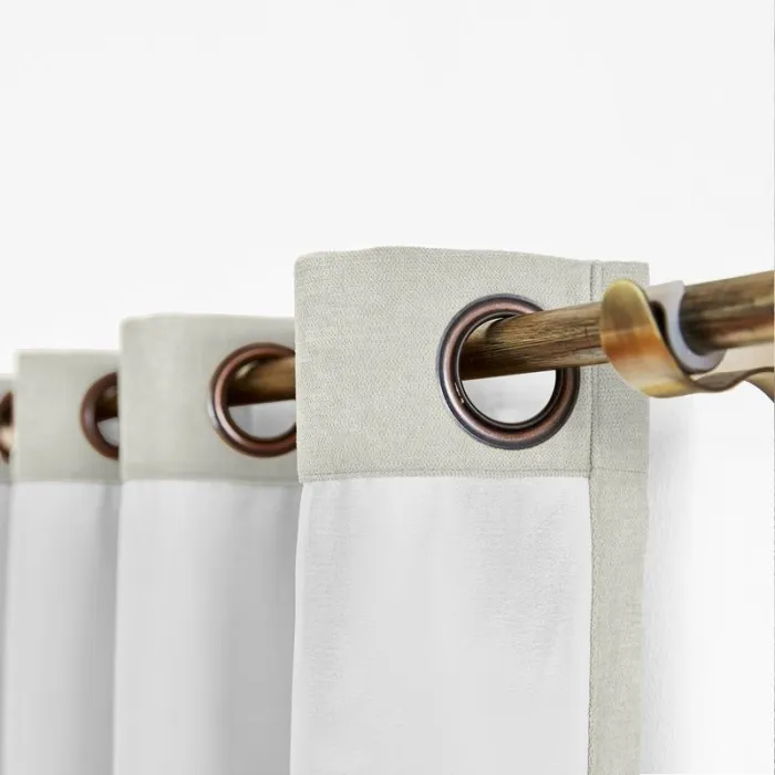 CUSTOM Kante Beige Gray Polyester Cotton Drapery With Lining Curtains