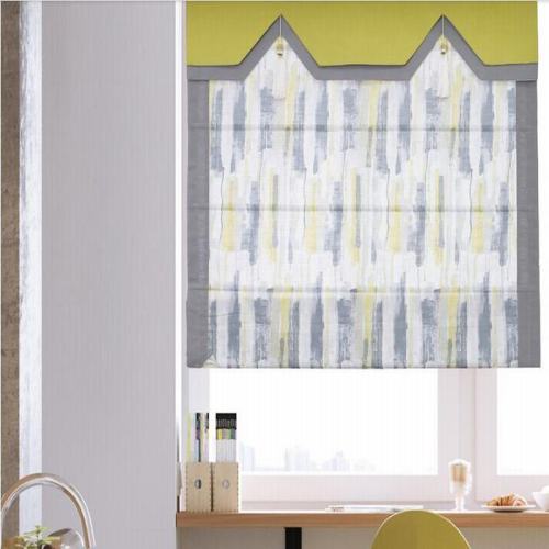 Print Polyester Roman Shade In Yellow