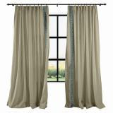 AMARA Polyester Linen Curtain Drapery With Decorative Trim Custom Sold Per Pair