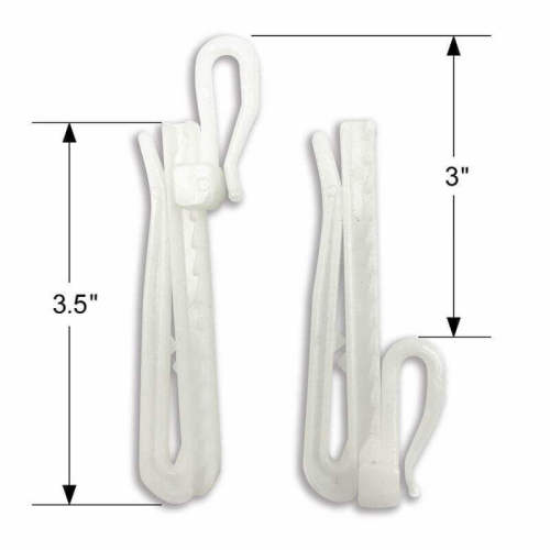 Drapery Pin Hook Plastic Ratchet System Adjustable, 3.5 Inches For Pinch Pleated, 3 inches For Flat Hook Header