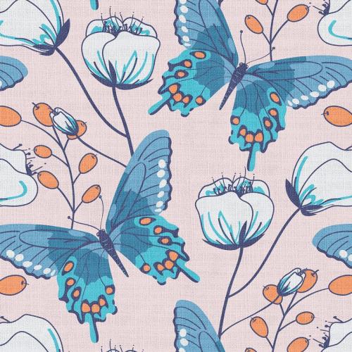 Nature Print Polyester Linen Curtain Drapery with Privacy Blackout Thermal Lining ALICE