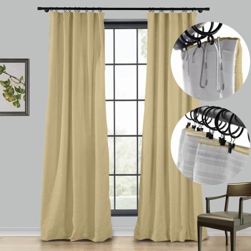 LIZ 4-in-1 Header Type Polyester Linen Curtain Drapery Custom