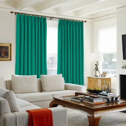 CUSTOM Kante Peacock Polyester Cotton Drapery With Lining Curtains