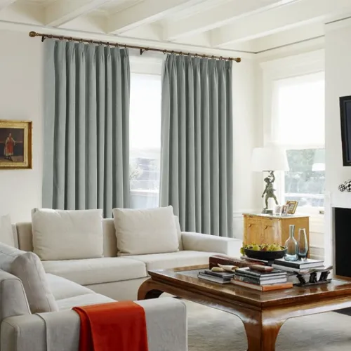 CUSTOM Kante Gray Polyester Cotton Drapery With Lining Curtains