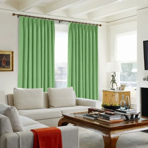 CUSTOM Kante Olive Polyester Cotton Drapery With Lining Curtains