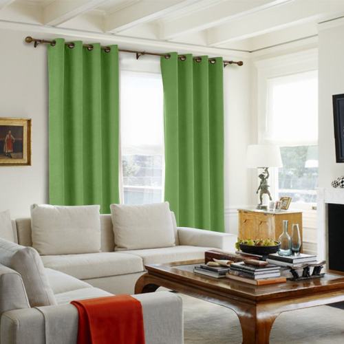 CUSTOM Kante Green Polyester Cotton Drapery With Lining Curtains