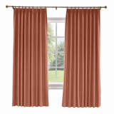 CUSTOM Liz Firebrick Polyester Linen Curtain Drapery with Lined
