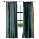 AMARA Polyester Linen Curtain Drapery With Decorative Trim Custom Sold Per Pair