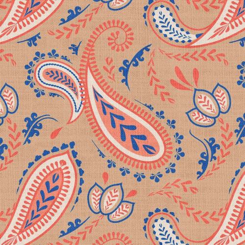 Paisley Curtain Polyester Linen Curtain Drapery with Privacy Blackout Thermal Lining ANITA