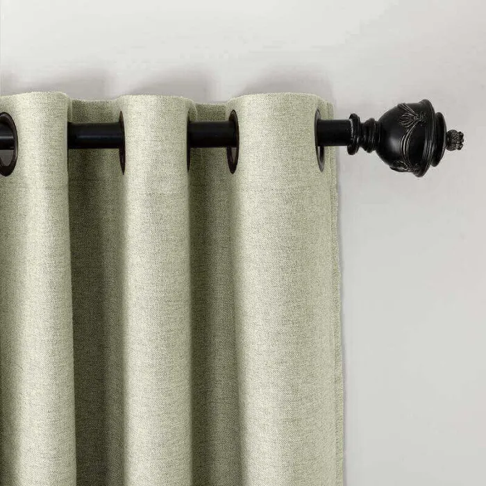 CUSTOM Olive Grey Green Luxury Textured Faux Linen Curtain