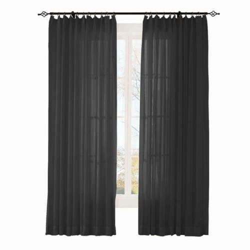 CUSTOM Scandina Black Indoor Outdoor Sheer Curtain Voile Drapery