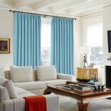 CUSTOM Kante Sky Blue Polyester Cotton Drapery With Lining Curtains