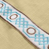 AMARA Polyester Linen Curtain Drapery With Decorative Trim Custom Sold Per Pair