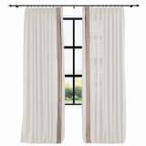 AMARA Polyester Linen Curtain Drapery With Decorative Trim Custom Sold Per Pair