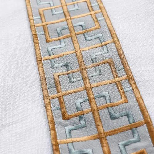 AMARA Polyester Linen Curtain Drapery With Decorative Trim Custom Sold Per Pair