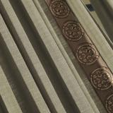 AMARA Polyester Linen Curtain Drapery With Decorative Trim Custom Sold Per Pair