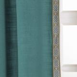 AMARA Polyester Linen Curtain Drapery With Decorative Trim Custom Sold Per Pair