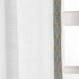 AMARA Polyester Linen Curtain Drapery With Decorative Trim Custom Sold Per Pair