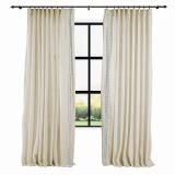 AMARA Polyester Linen Curtain Drapery With Decorative Trim Custom Sold Per Pair