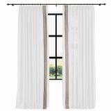 AMARA Polyester Linen Curtain Drapery With Decorative Trim Custom Sold Per Pair